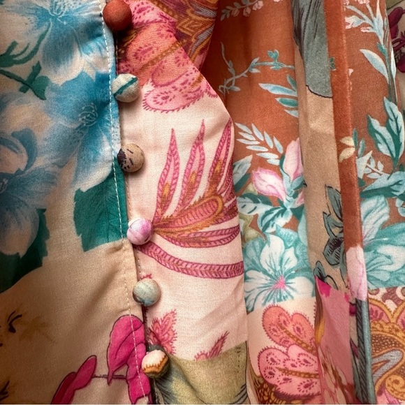 NWT The Sang Floral Botanical Drop Waist Patchwork Button Up Dress - Picture 9 of 13